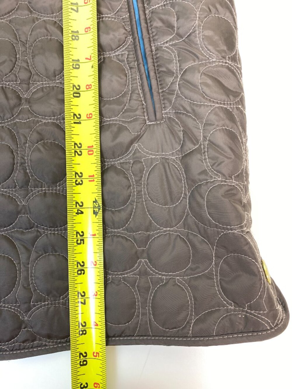 Coach Signature C Quilted Barn Jacket Brown Blue Size M Vintage - Picture 15 of 16